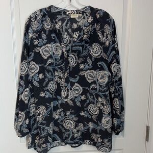 Spartina 449 Navy and White Floral Blouse
